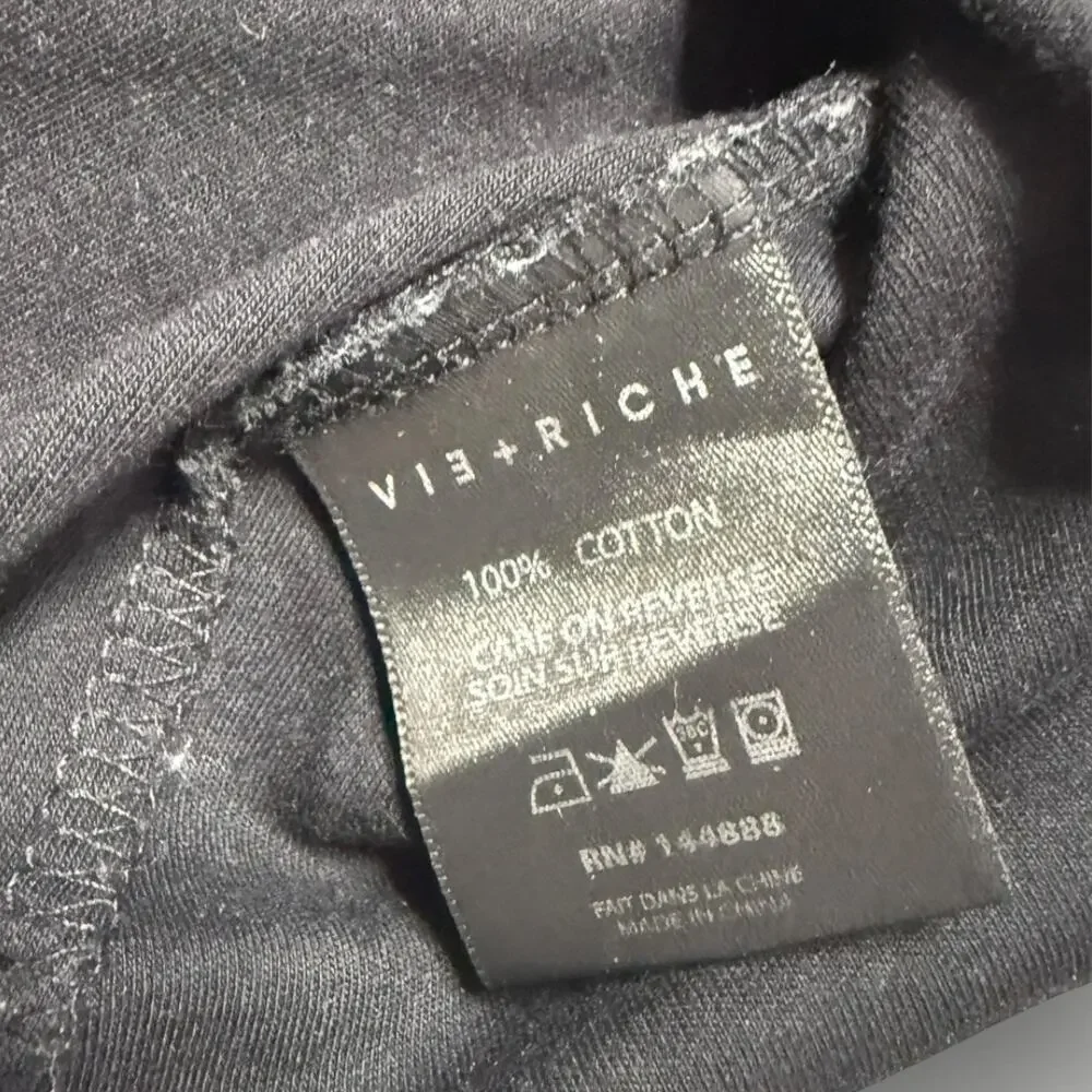 Vie+Riche Paris Graphic T-Shirt Size L Black Gold Silver Print - Picture 5 of 8